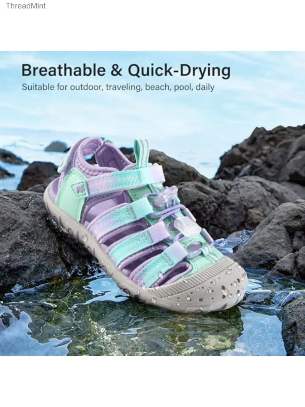 Kids Closed Toe Water Sandals Athletic Outdoor Sport Hiking
